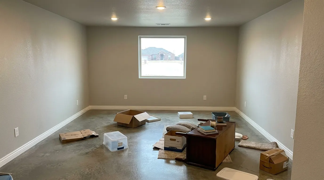 Same basement extracted, disinfected and dry after cleanup